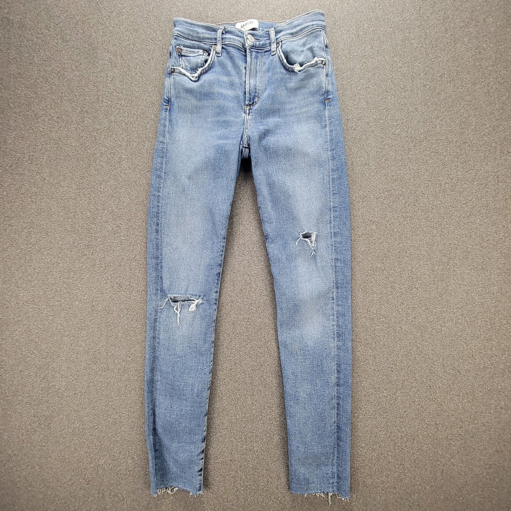AGOLDE Size 25 Blue Raw Hem Sophie Distressed Skinny Jeans